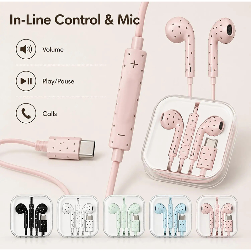 Type C Earphones Polka Dot Sta - đánh giá và giá Usb C Earphone