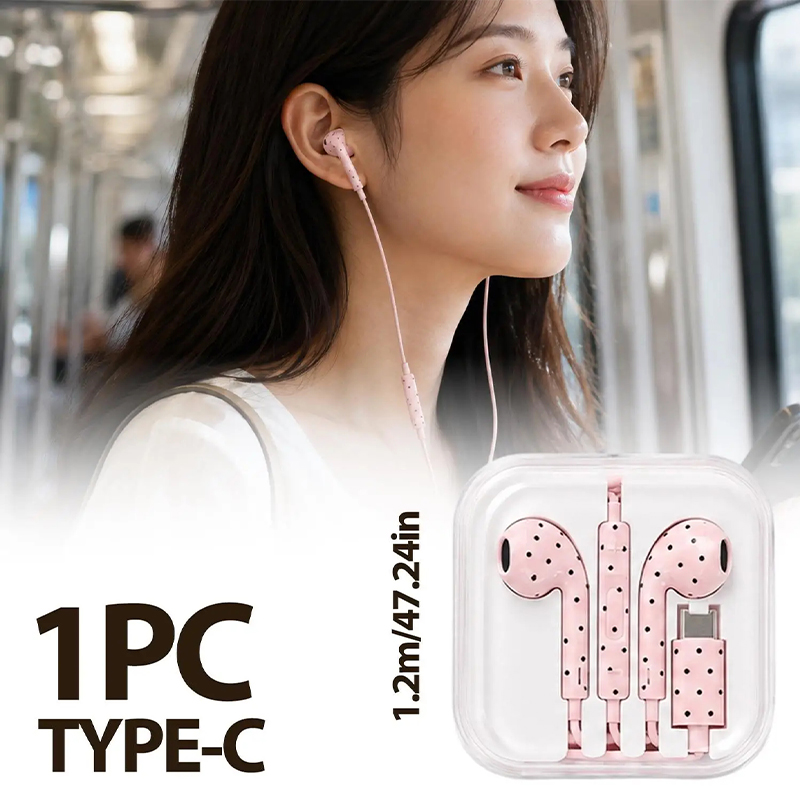 Cute Polka-dot Star Type C Ear - đánh giá và giá Usb C Earphone