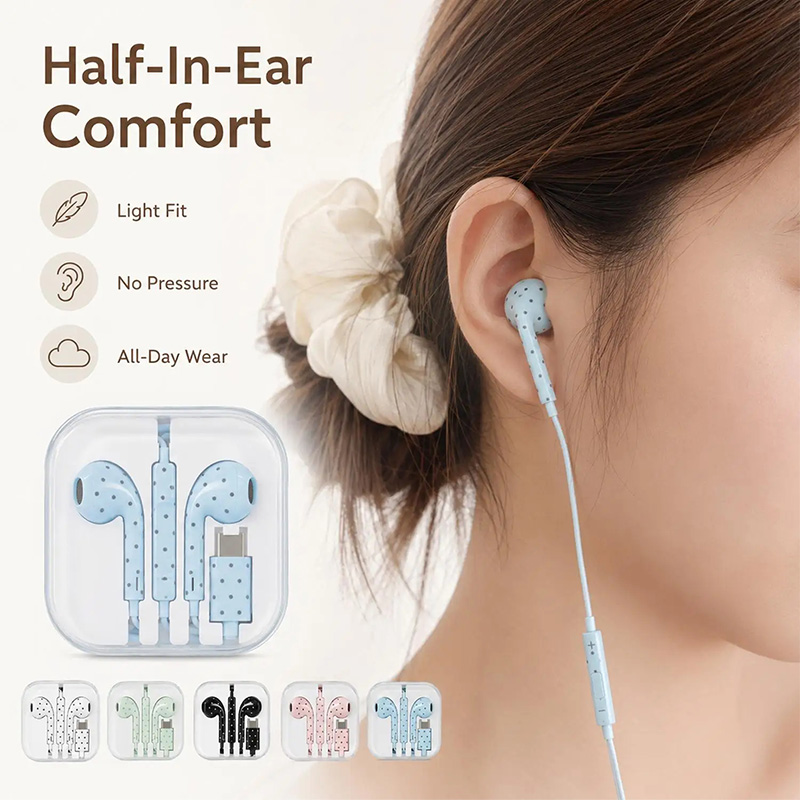 Cute Polka-dot Star Type C Ear - đánh giá và giá Usb C Earphone