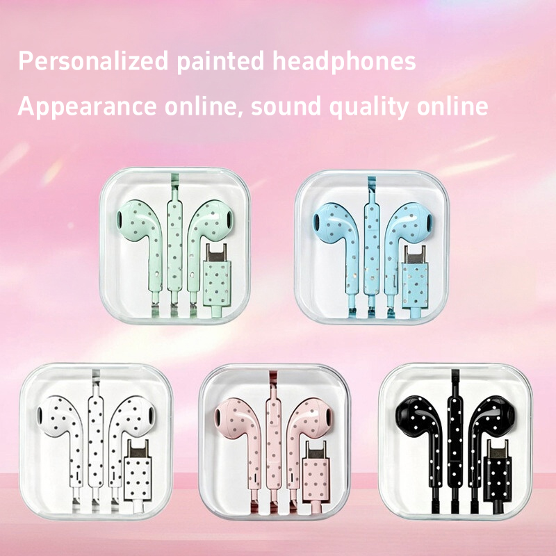 Cute Polka-dot Star Type C Ear - đánh giá và giá Usb C Earphone